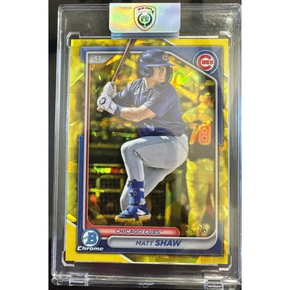 2024 Bowman Chrome Draft Sapphire Matt Shaw Yellow 26/75 #BDC-26 Chicago Cubs